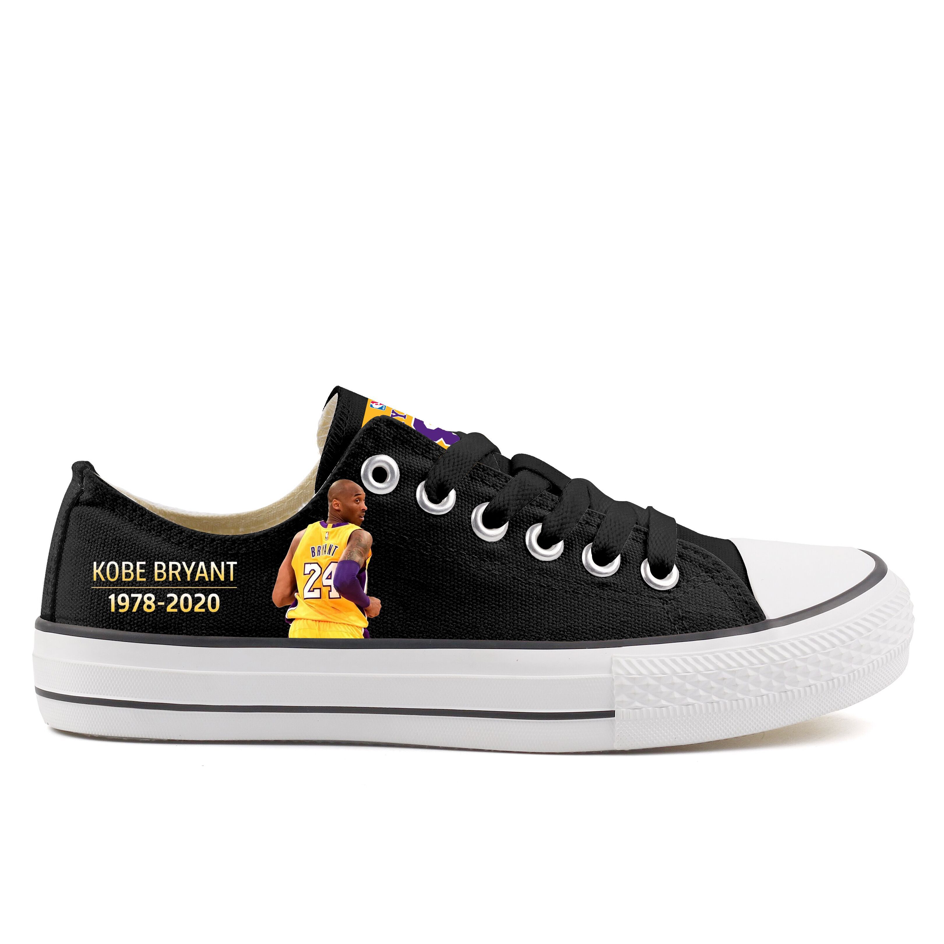 Women's and Youth Los Angeles Lakers Kobe Bryant Repeat Print Low Top Sneakers 007